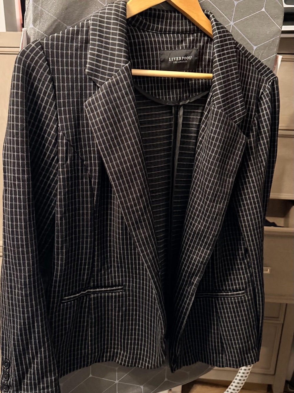 Liverpool Black Pinstripe Blazer with White Grid